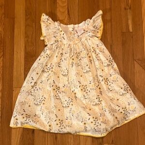 3T Shabby Chic Yellow and Cream Floral Kids Dress